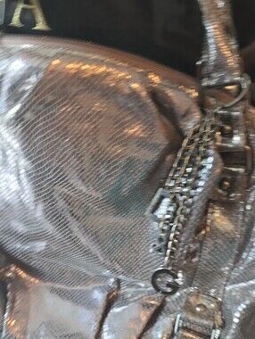 Dolce & Gabbana Metallic Snake Skin Silver Large Bag EUC
